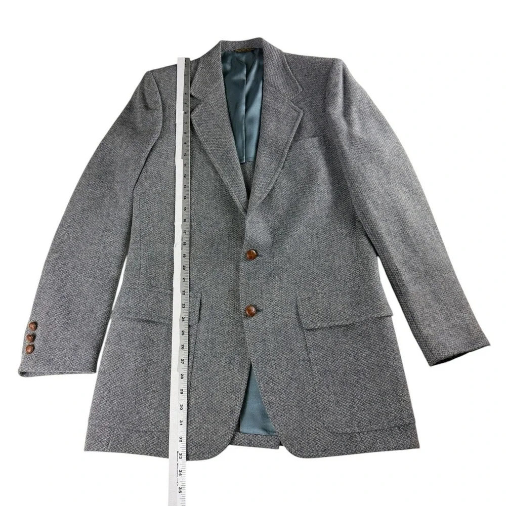 Vintage Palm Beach Man in Wool Blazer 100% Wool Gray USA Union Made Tall